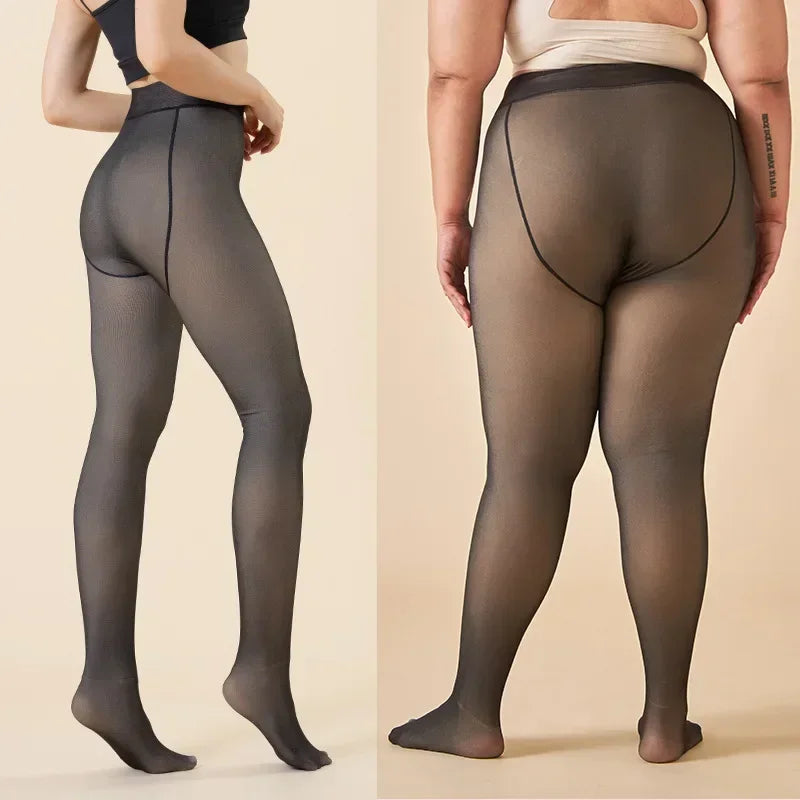 Cozy & Chic Winter Thermal Tights for Women - Sexy Translucent Fleece Velvet Leggings